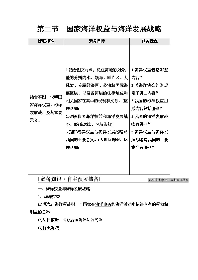 中图版高中地理必修第二册第4章第2节国家海洋权益与海洋发展战略课件+学案+练习含答案01