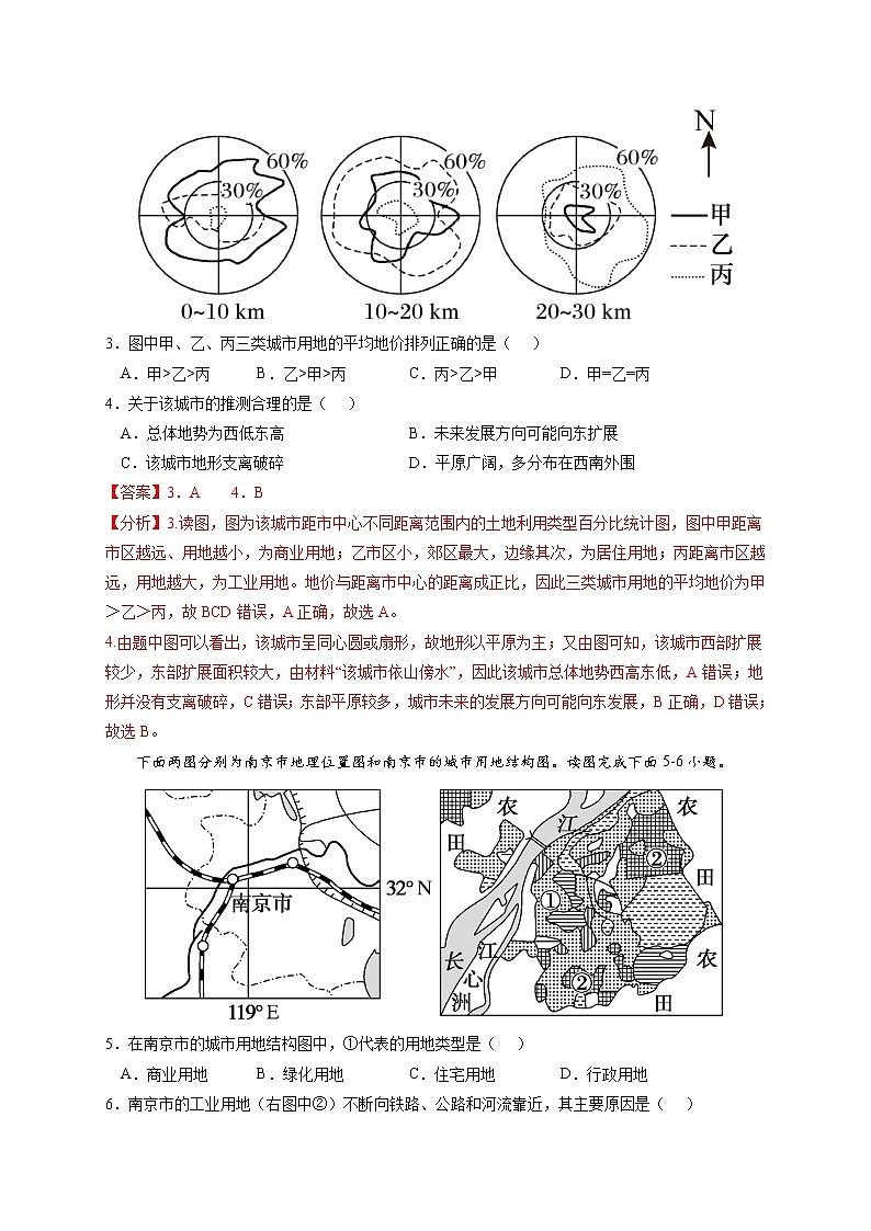 2.1 城乡内部空间结构【核心练习】-高一地理下学期同步课堂精讲练（鲁教版2019必修第二册）（解析版）第2页