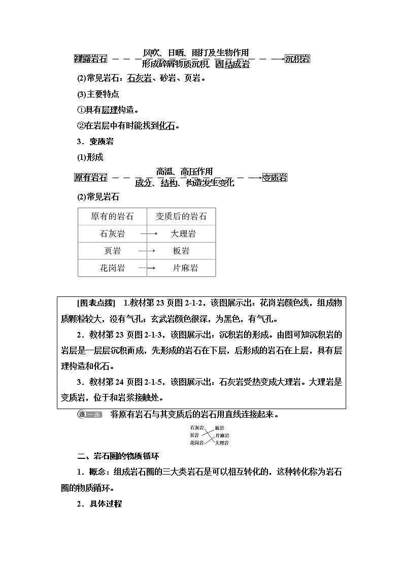 鲁教版高中地理选择性必修1第2单元第1节岩石圈的组成及物质循环学案第2页