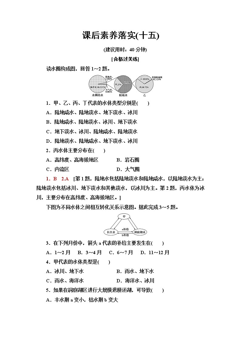 鲁教版高中地理选择性必修1第4单元第1节陆地水体及其相互关系课件+学案+练习含答案01