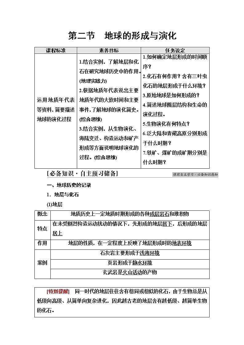 鲁教版高中地理必修第一册第1单元第2节地球的形成与演化课件+学案+练习含答案01