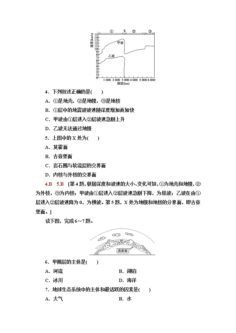 鲁教版高中地理必修第一册第1单元第3节地球的圈层结构课件+学案+练习含答案02