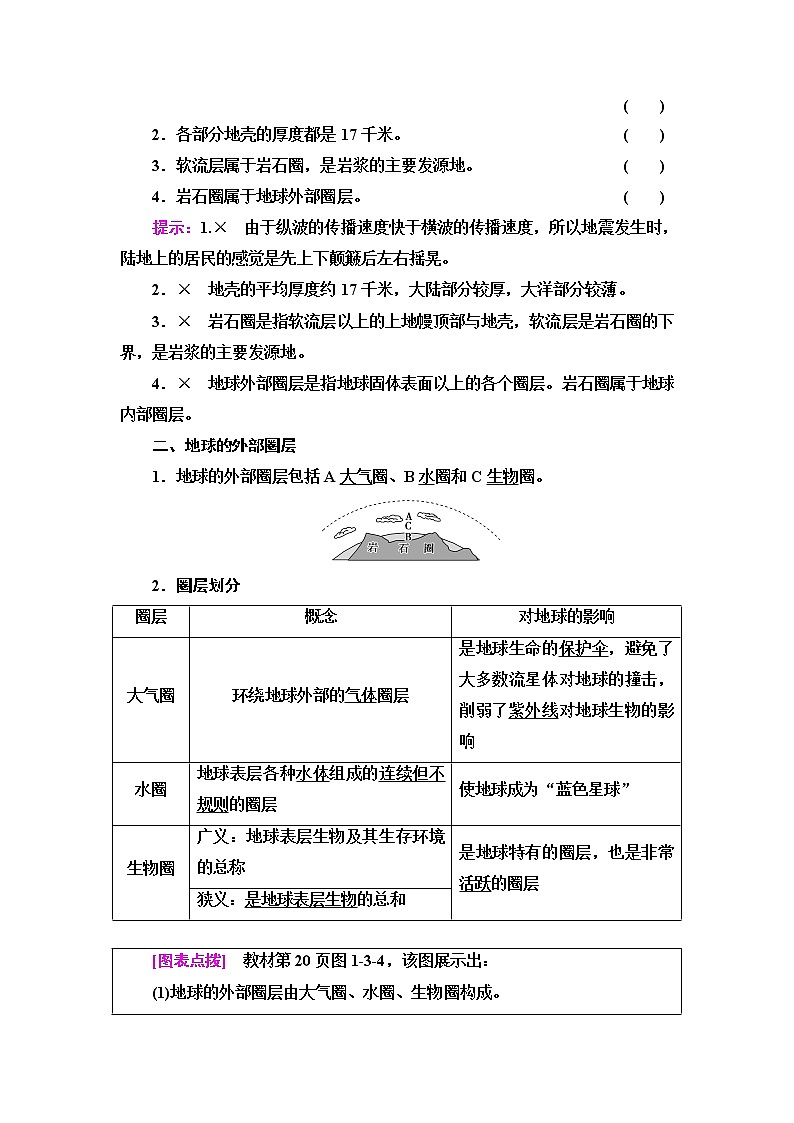 鲁教版高中地理必修第一册第1单元第3节地球的圈层结构课件+学案+练习含答案03