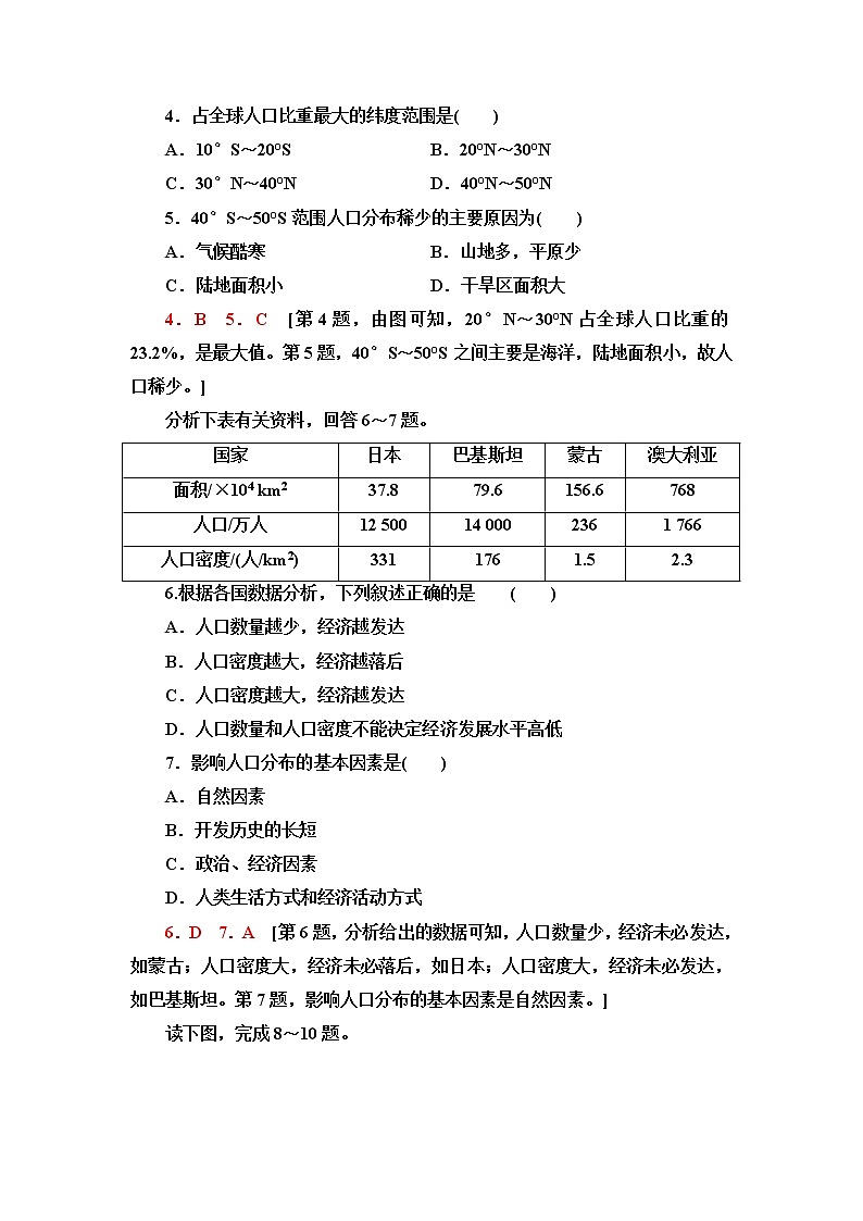 鲁教版高中地理必修第二册第1单元第1节人口分布课件+学案+练习含答案02