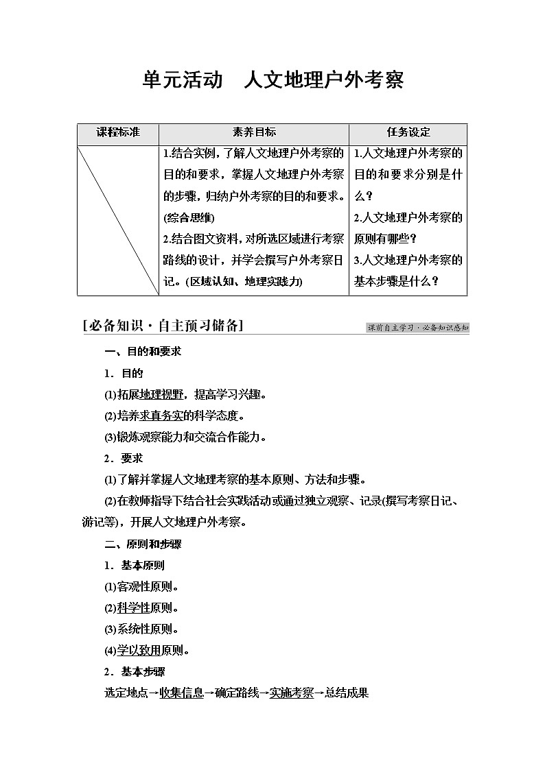 鲁教版高中地理必修第二册第2单元单元活动人文地理户外考察课件+学案+练习含答案01