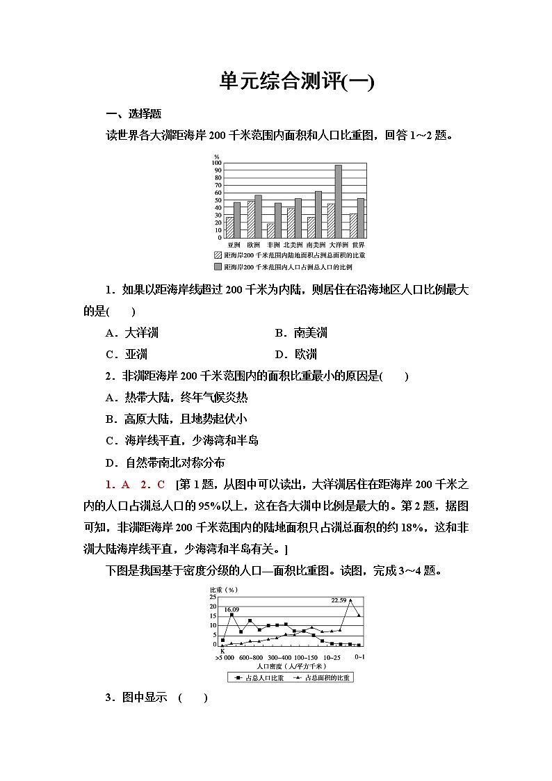 鲁教版高中地理必修第二册单元综合测评含答案01