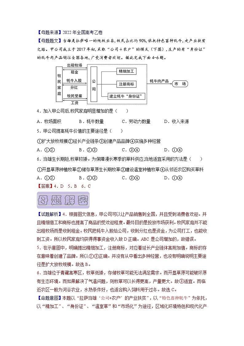 【高考真题解密】高考地理真题题源——专题02《农业》母题解密（全国通用）03