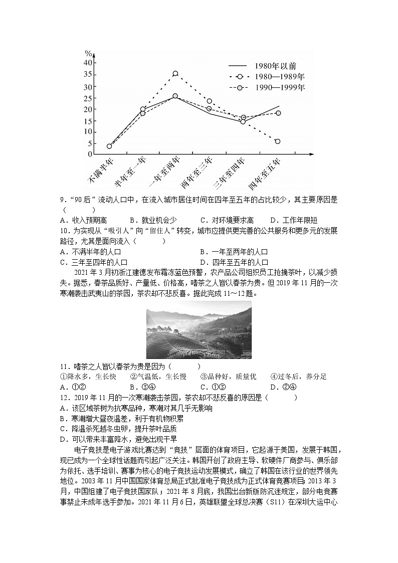 2022届湖南省长沙市雅礼中学高三下学期一模考试 地理试题含答案03
