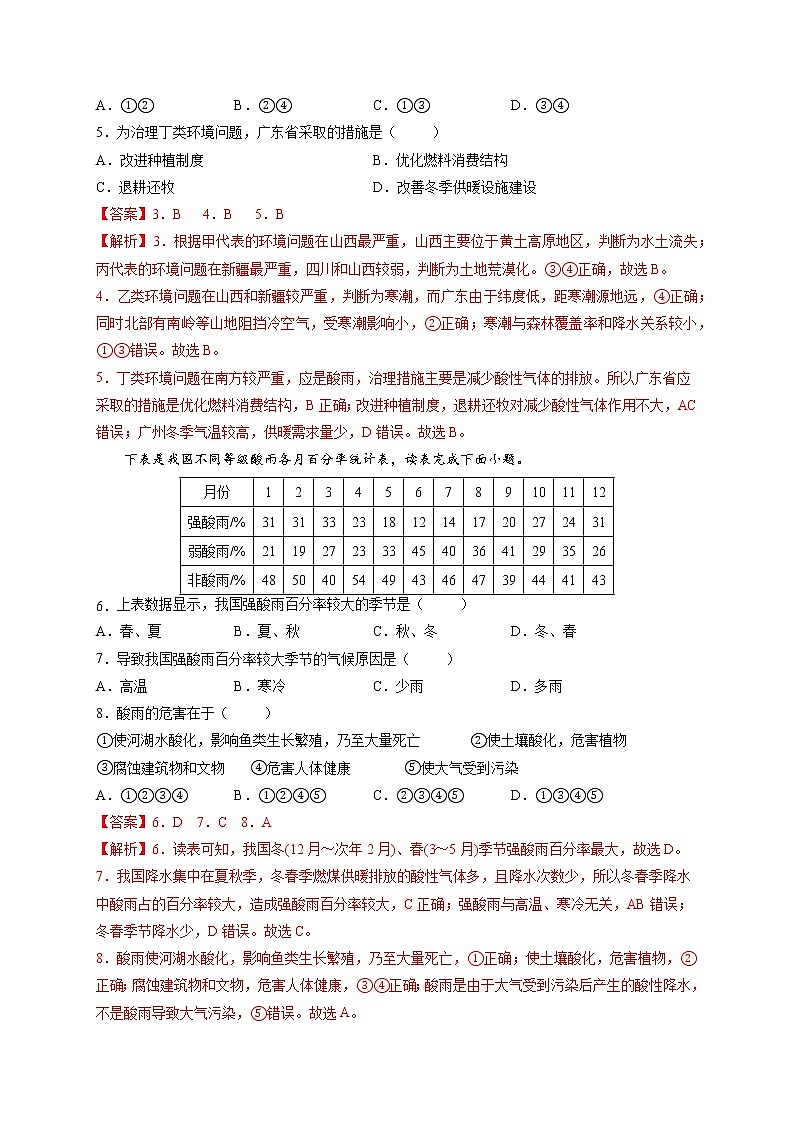 第五章 人类面临的环境问题与可持续发展 单元测试 高一地理中图版必修第二册同步备课系列第2页