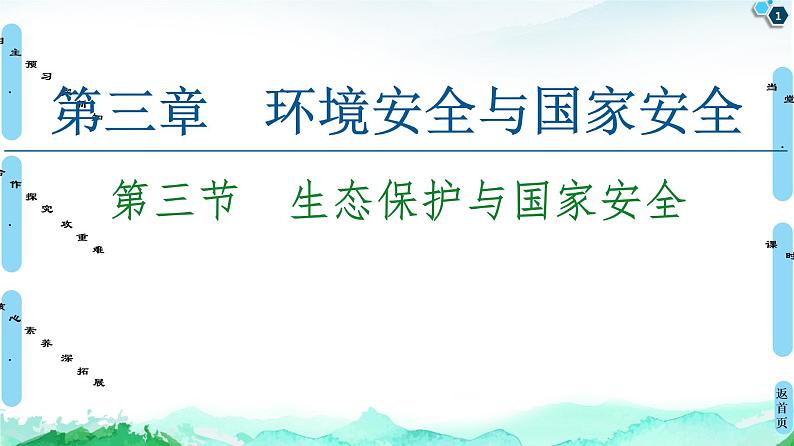 高中地理选择性必修三  20-21 第3章  第3节　生态保护与国家安全第1页