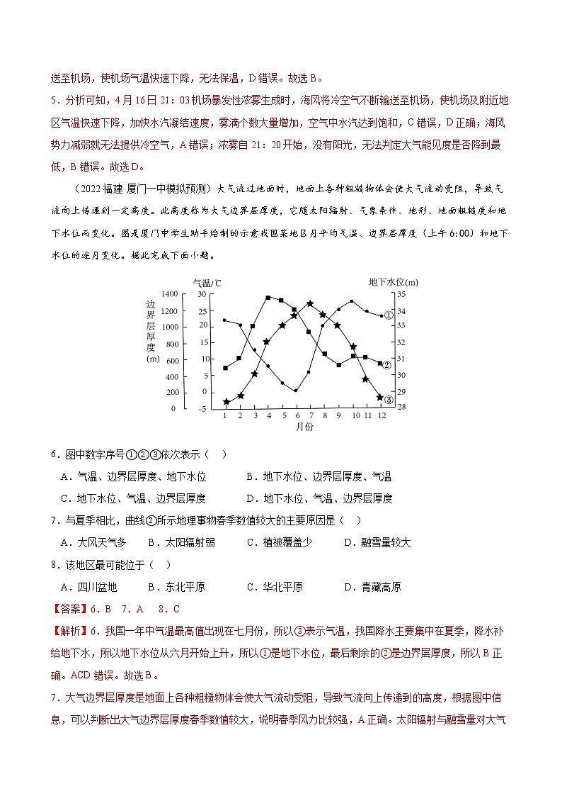 【备战2023高考】地理考点全复习——10《大气的组成与受热过程》精选题（含解析）（新教材新高考）03