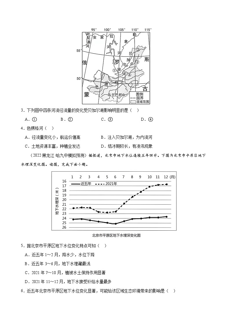 【备战2023高考】地理考点全复习——15《陆地水与河湖特征》精选题（含解析）（新教材新高考）02
