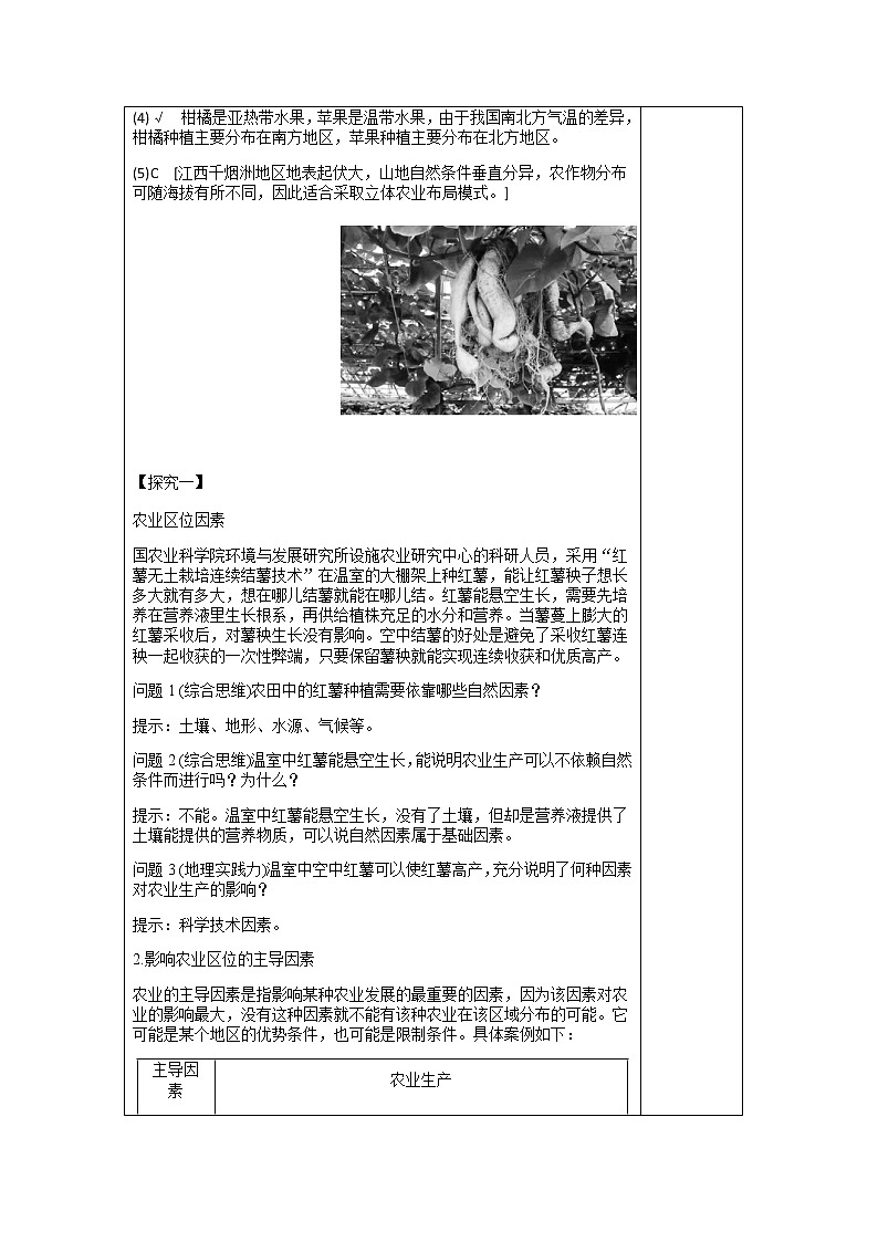 3.1 农业区位因素及其变化（教案）-高一地理下学期同步备课教案+课件（人教2019必修第二册）03