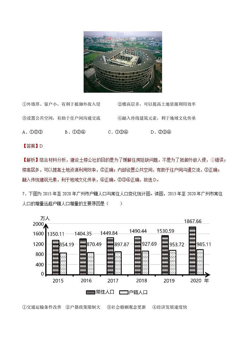 2.3不同地区城镇化的过程和特点（精选练习）-高一地理同步备课系列（中图版2019必修第二册）03