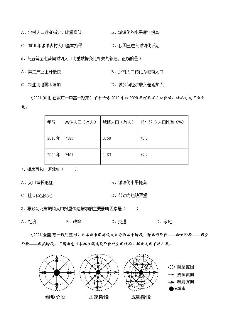 2.3 城镇化进程及其影响（课时作业）-高一地理同步备课系列（湘教版2019必修第二册）03