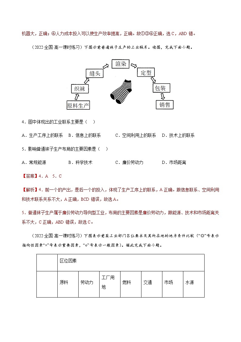 3.2.2 工业区位因素与工业布局（课时作业）-高一地理同步备课系列（湘教版2019必修第二册）02