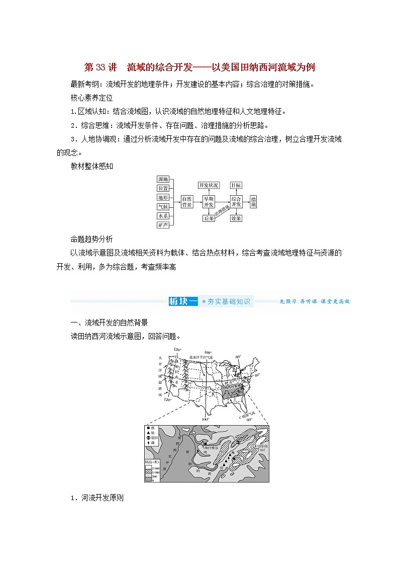 统考版2022届高考地理一轮复习第33讲流域的综合开发__以美国田纳西河流域为例课件+学案01