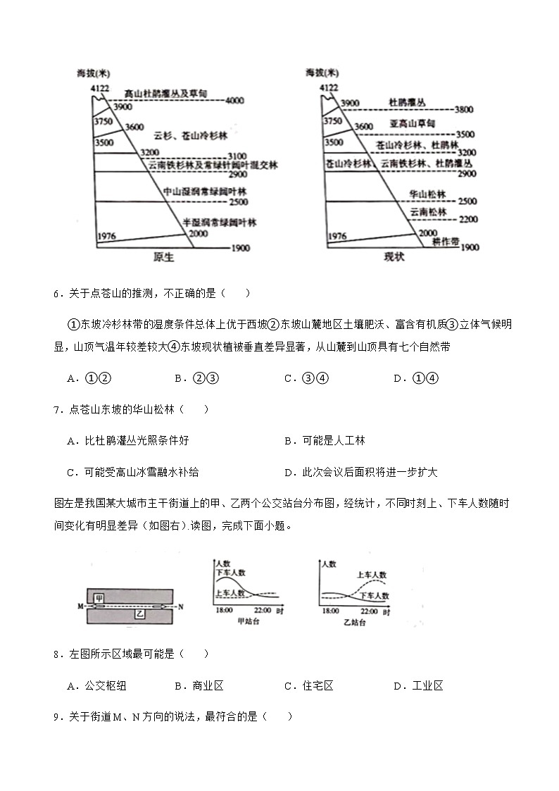 2021-2022学年云南省昆明一中三校高三下学期高考备考实用性联考文综地理试卷（四）含解析第3页