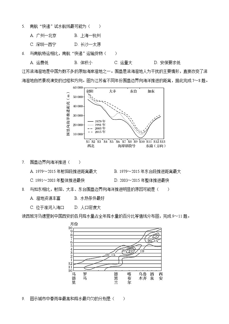 2022届安徽省桐城中学高三下学期月考（二十）地理试卷含答案第2页