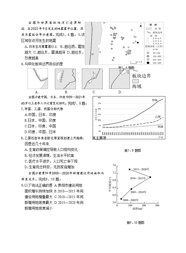 浙江省稽阳联谊学校2022-2023学年高三地理上学期11月期中联考试题（Word版附答案）02