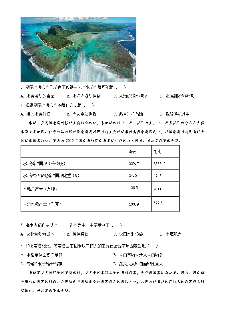 2022唐山高三上学期期末考试地理试题含解析02