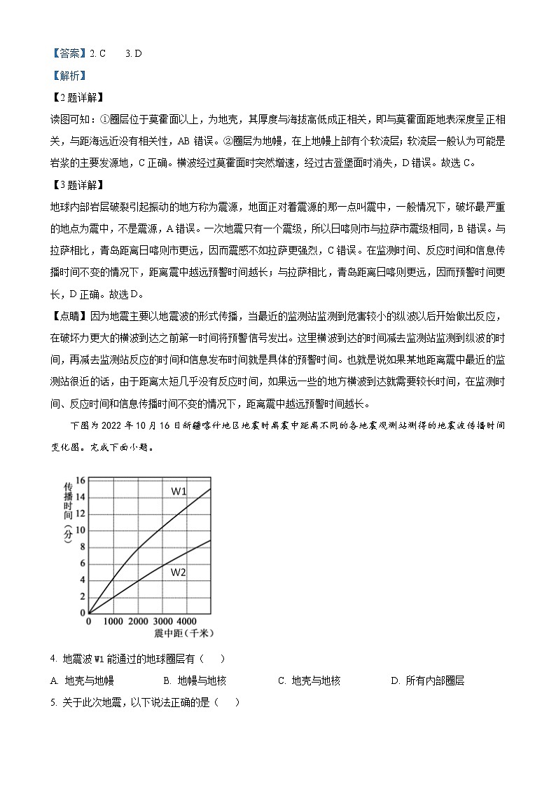 2023浙江省浙北G2联盟高一上学期期中联考地理试题含解析02