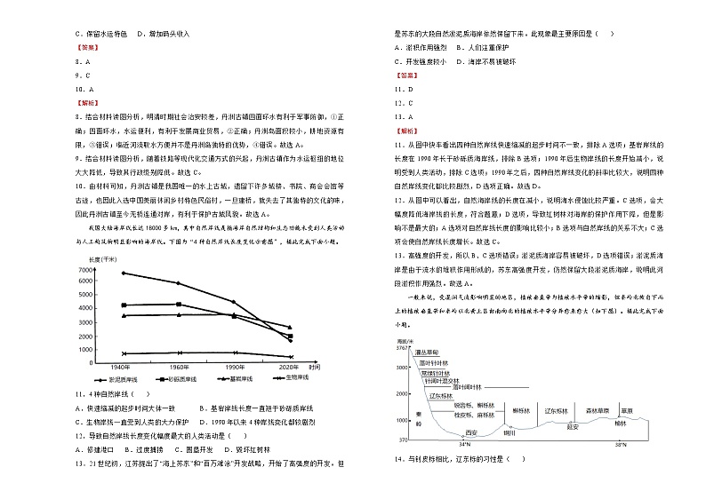 新高中地理高考 （新高考）2021届好教育云平台高三最新信息卷 地理（一）教师版第3页