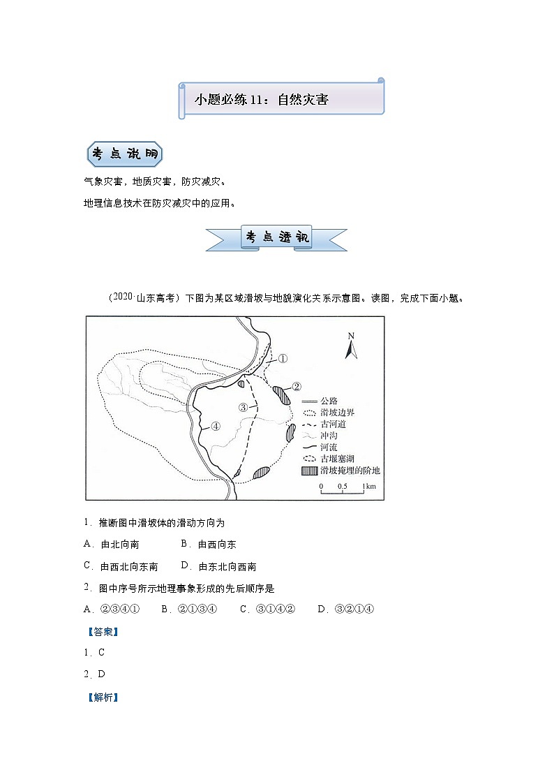 新高中地理高考 （新高考）2021届小题必练11 自然灾害 教师版01