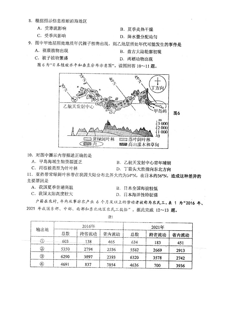 2023南通高三上学期12月月考试题地理图片版含答案第3页