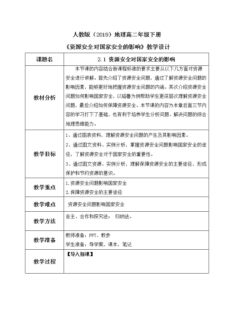 2.1《资源安全对国家安全的影响》课件+教案+练习01