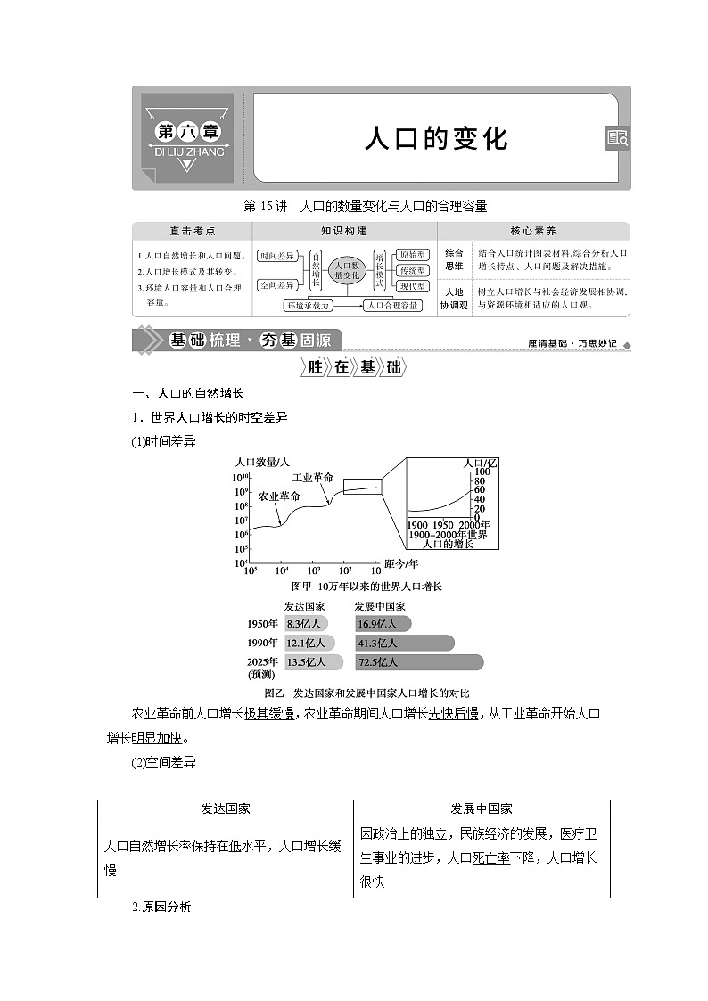 新高中地理高考2021年高考地理一轮复习 第15讲　人口的数量变化与人口的合理容量 试卷01