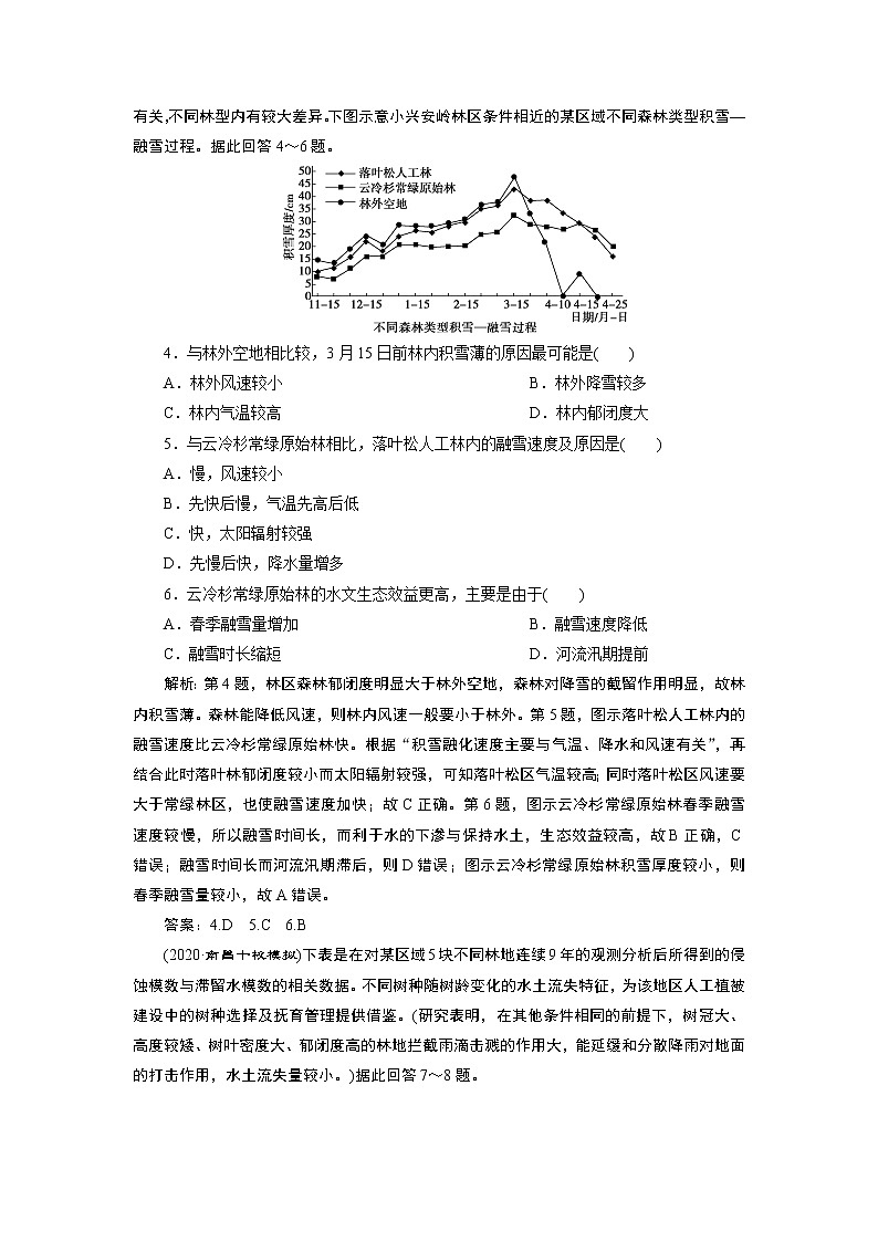 新高中地理高考2021年高考地理一轮复习 第28讲　达标检测知能提升02