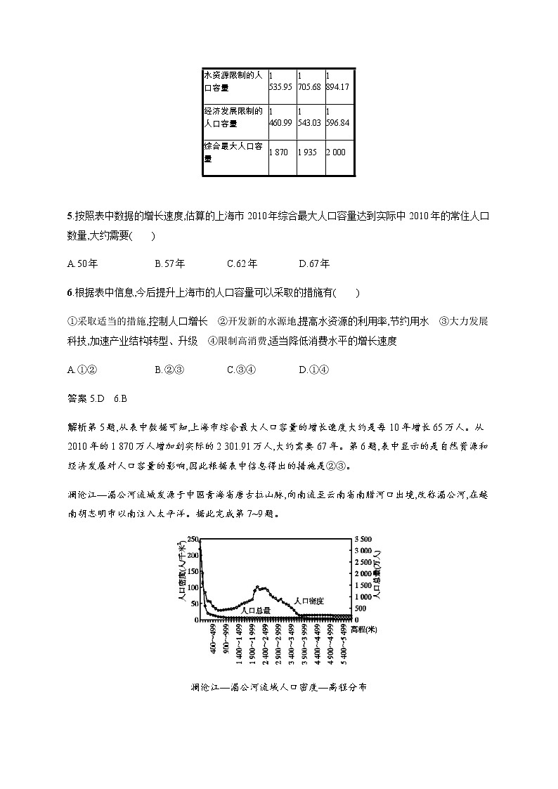 新高中地理高考第6单元 第3讲 人口分布与人口合理容量 作业第3页