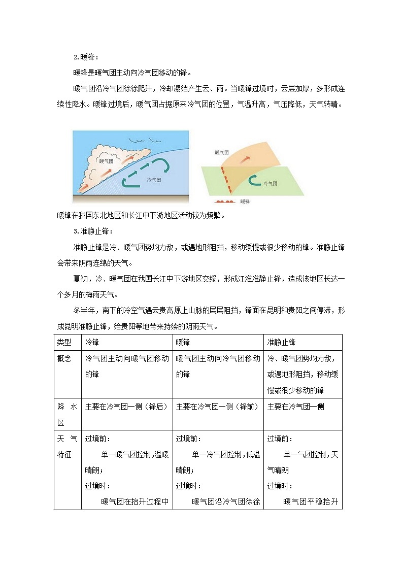 新高中地理高考第2章 第3讲 常见天气系统  学案第3页