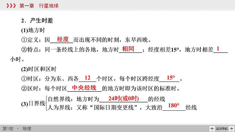 新高中地理高考第1章 第3讲 地球的自转及其地理意义 课件练习题08