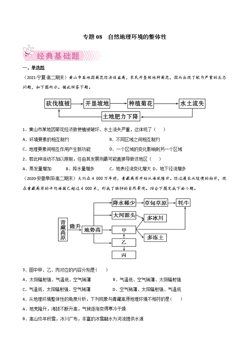 【期末专题复习】中图版(2019)地理选择性必修1-期末备考专题08  自然地理环境的整体性（原卷版）第1页