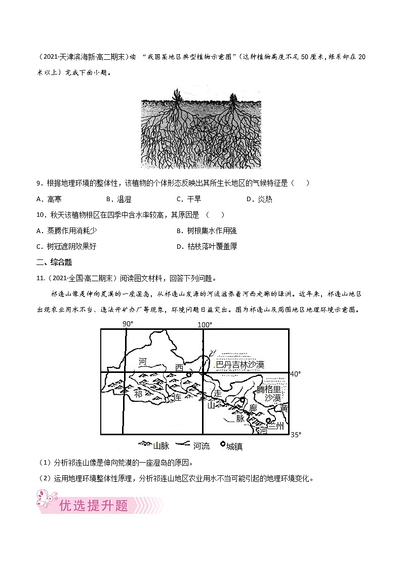 【期末专题复习】中图版(2019)地理选择性必修1-期末备考专题08  自然地理环境的整体性（原卷版）第3页