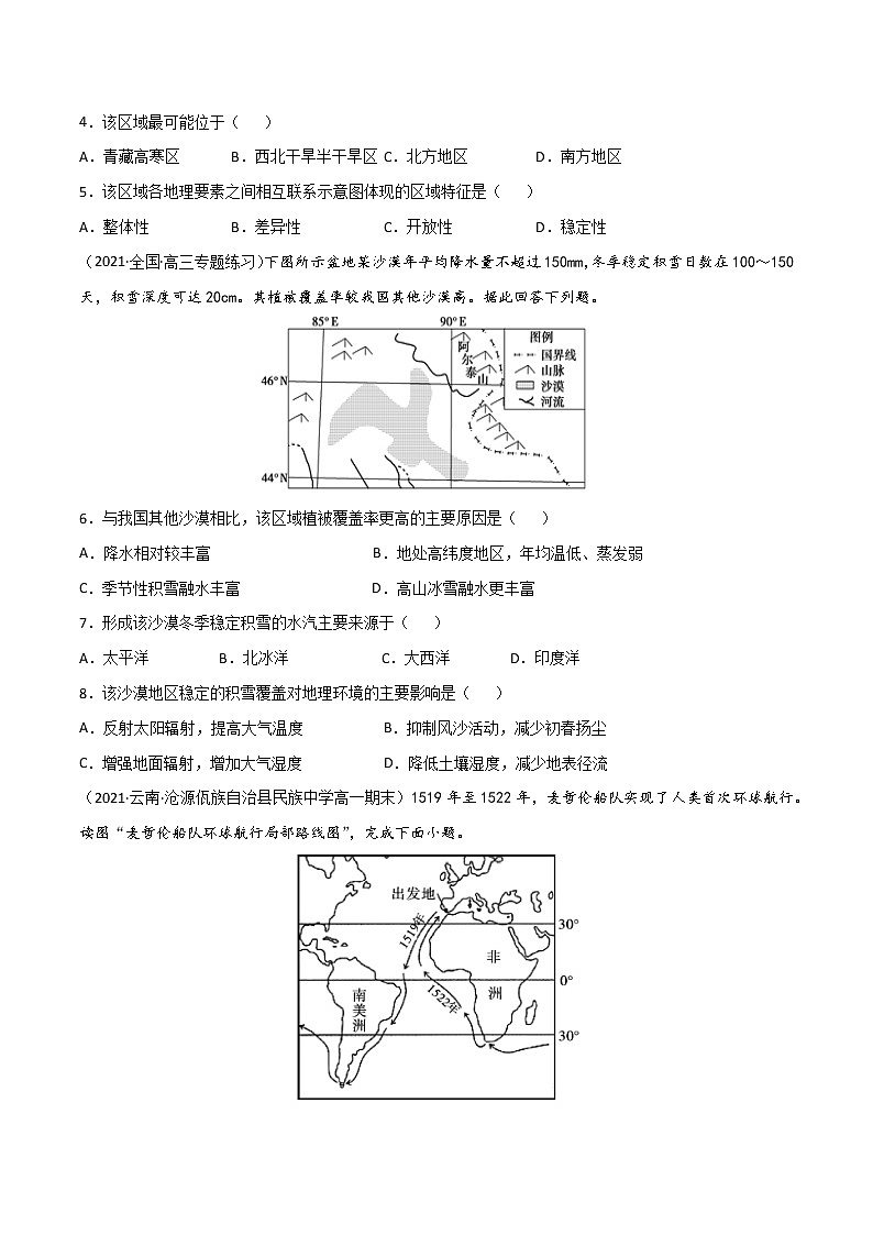 【期末专题复习】人教版(2019)地理选择性必修1——期末备考专题06  自然环境的整体性（原卷版）第2页