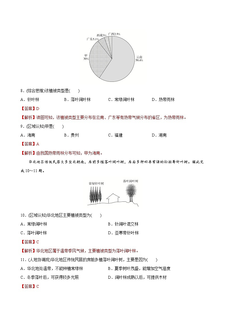 【期末全复习】人教版(2019)高一地理必修第一册-专题05 植被与土壤（专题练习）（解析版）第3页