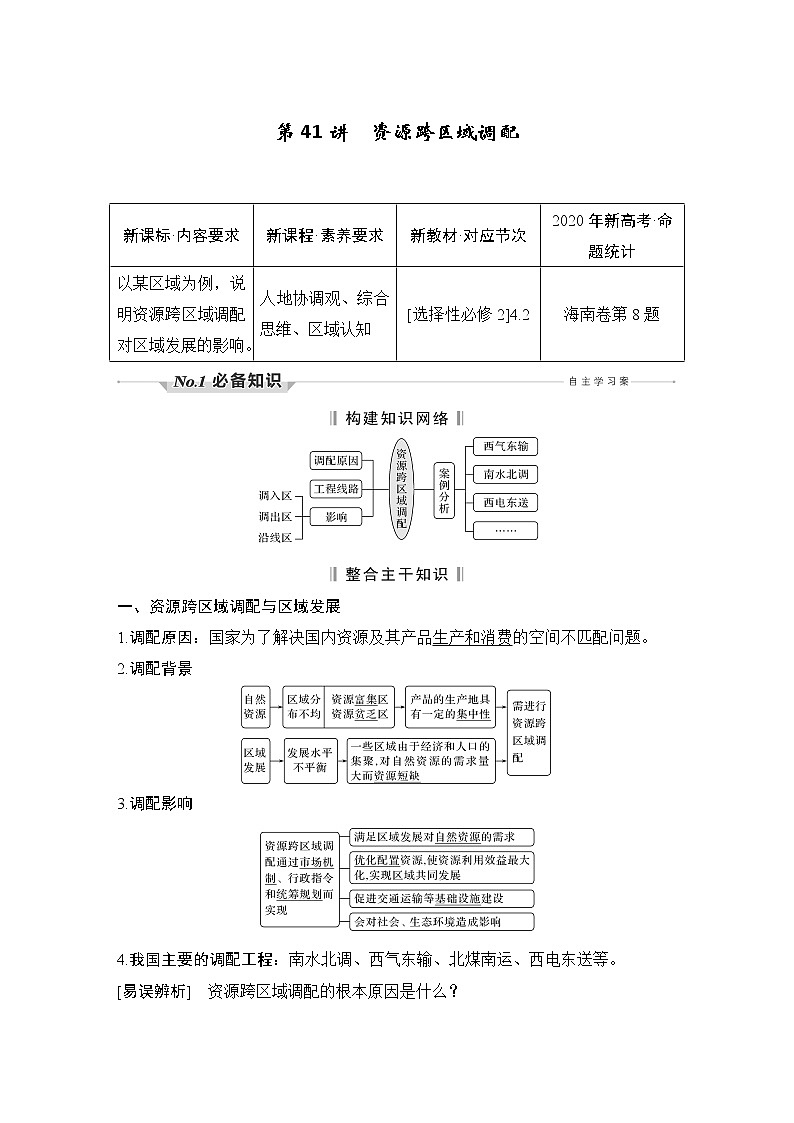 新高中地理高考第41讲　资源跨区域调配第1页