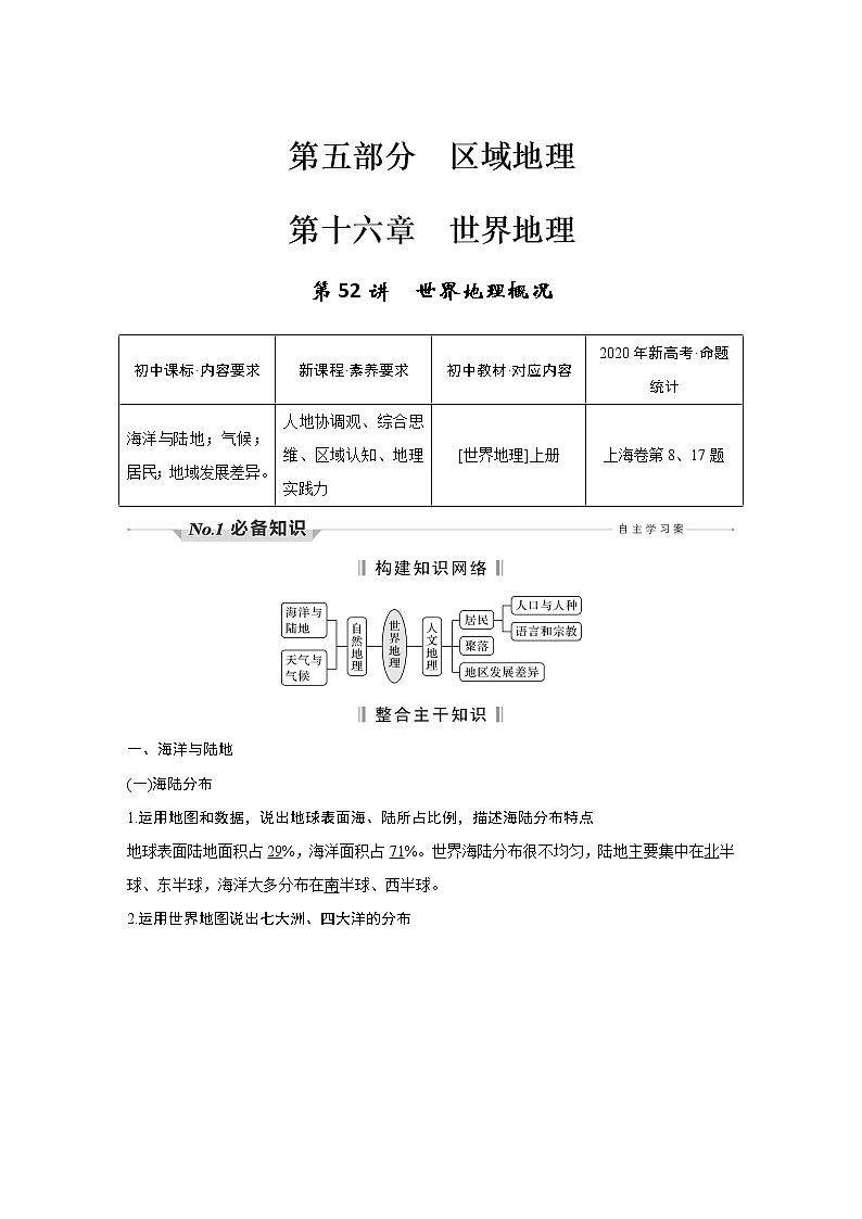 新高中地理高考第52讲　世界地理概况第1页