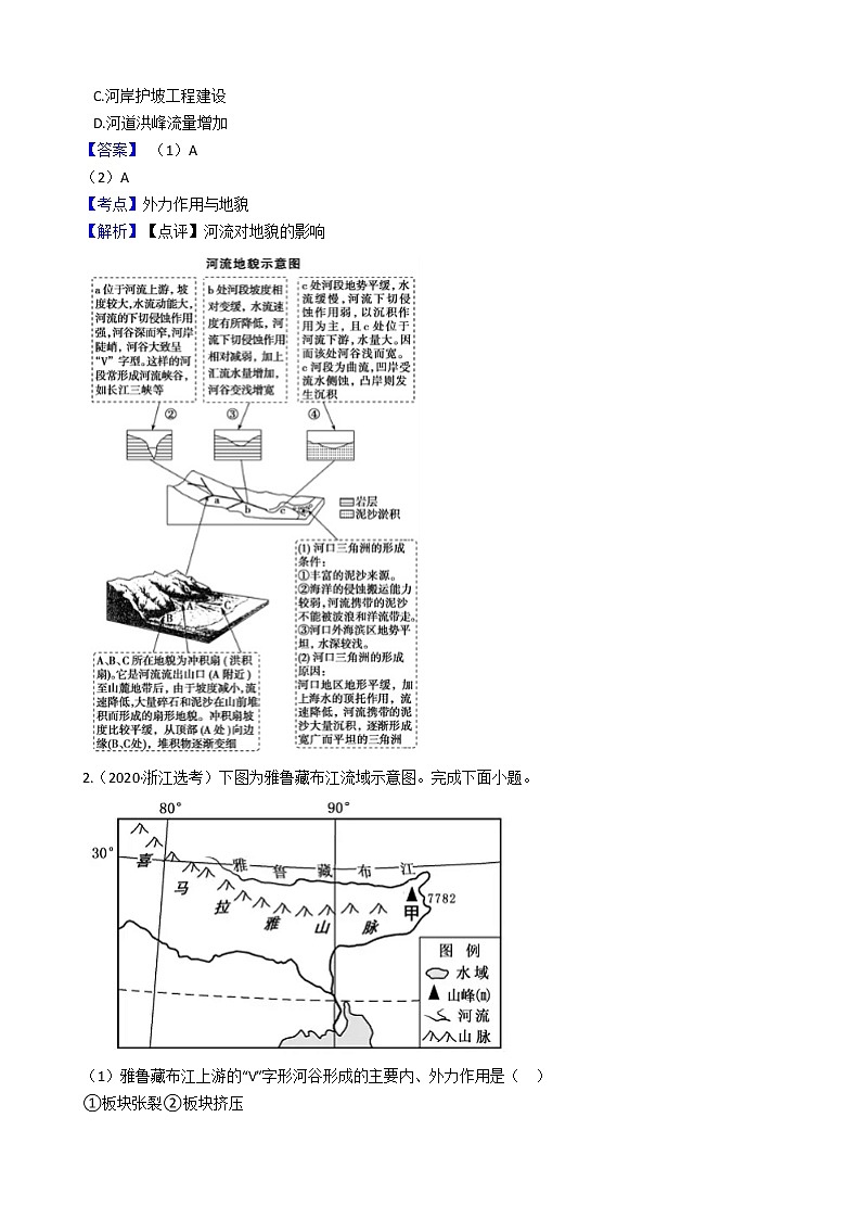 新高中地理高考高考地理五年真题分类汇编（2017-2021）  第15讲 河流地貌的发育(教师版)02