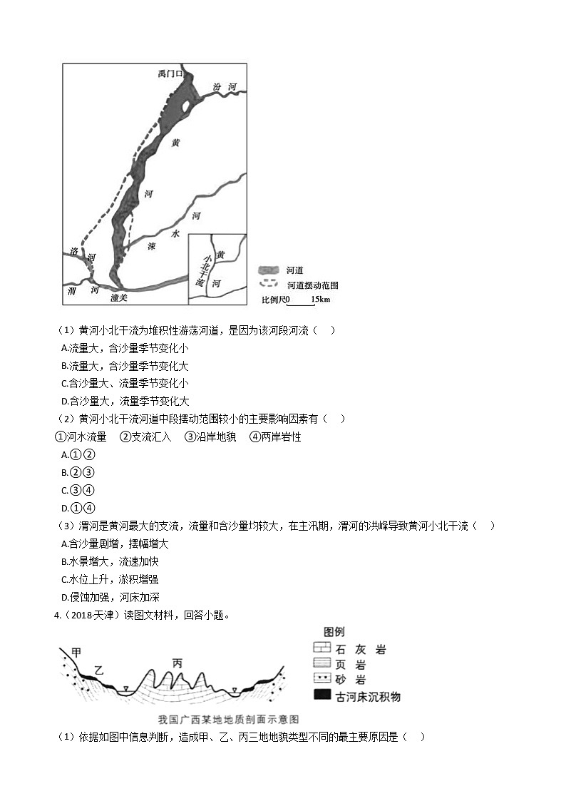 新高中地理高考高考地理五年真题分类汇编（2017-2021）  第15讲 河流地貌的发育(学生版)03