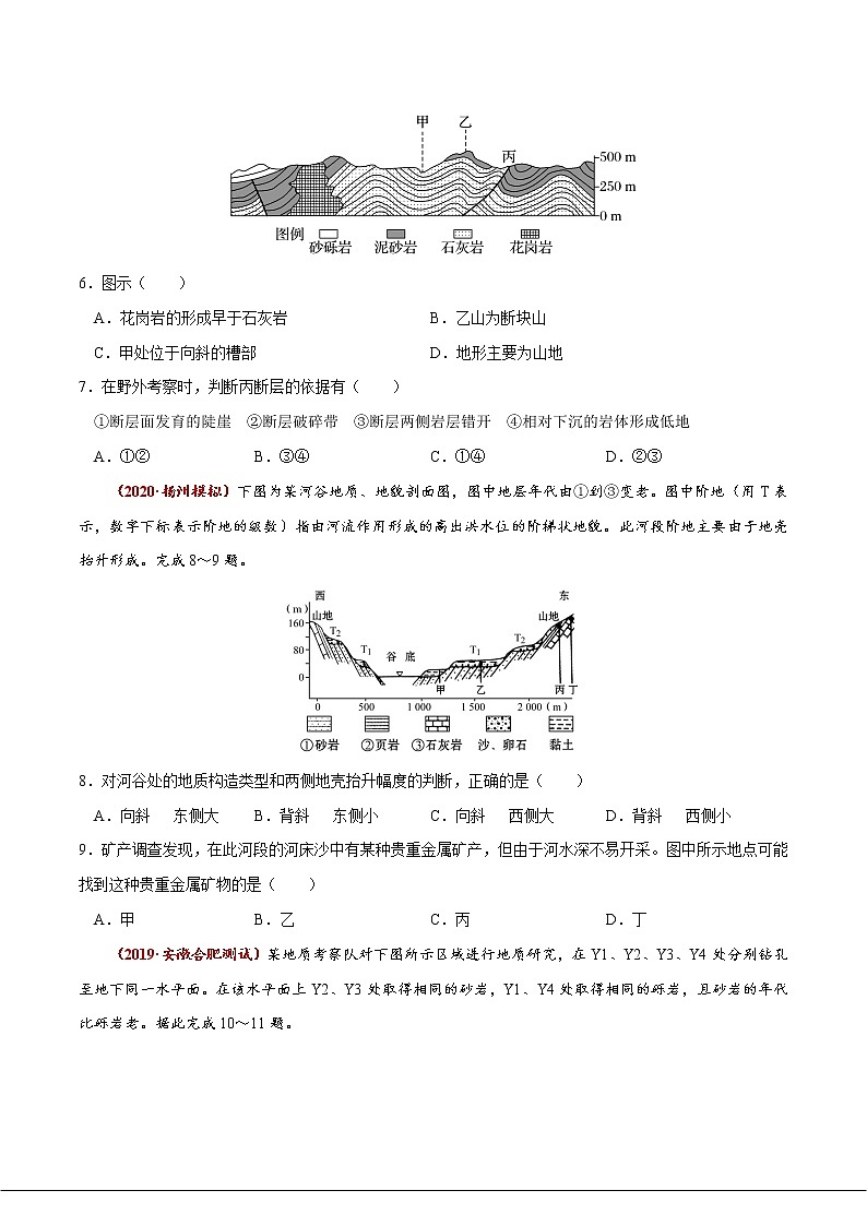 新高中地理高考高频考点精练11 内力作用与地貌-备战2021高考地理高频考点优质模拟试题精练（原卷版）第3页