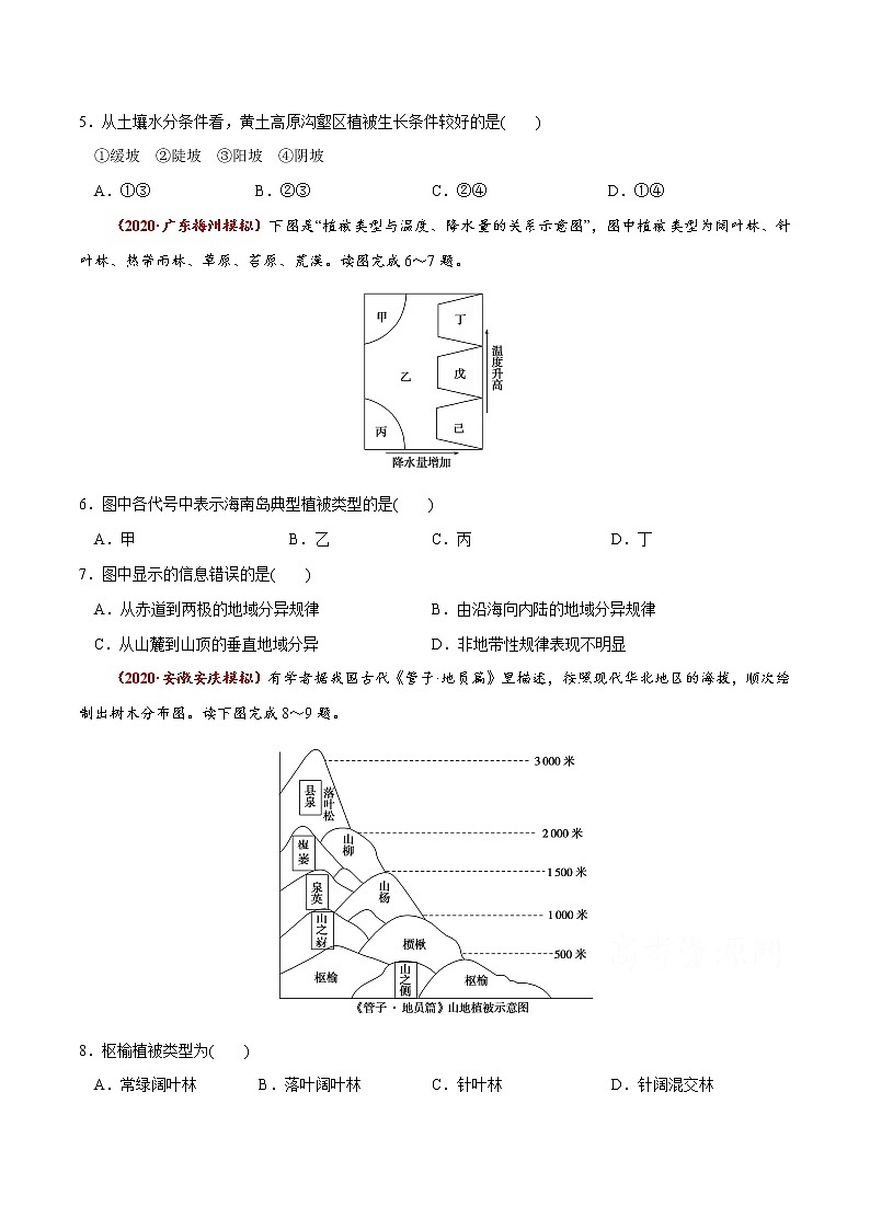 新高中地理高考高频考点13 自然地理环境的整体性和差异性-备战2021高考地理高频考点优质模拟试题精练（原卷版）02