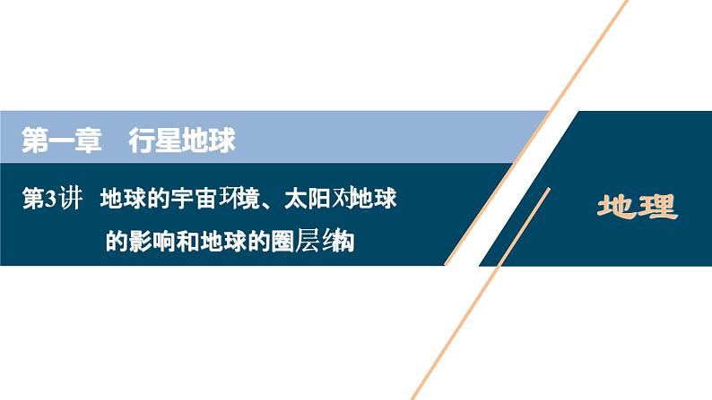 新高中地理高考新高考地理一轮复习 第3讲　地球的宇宙环境、太阳对地球的影响和地球的圈层结构课件PPT第1页