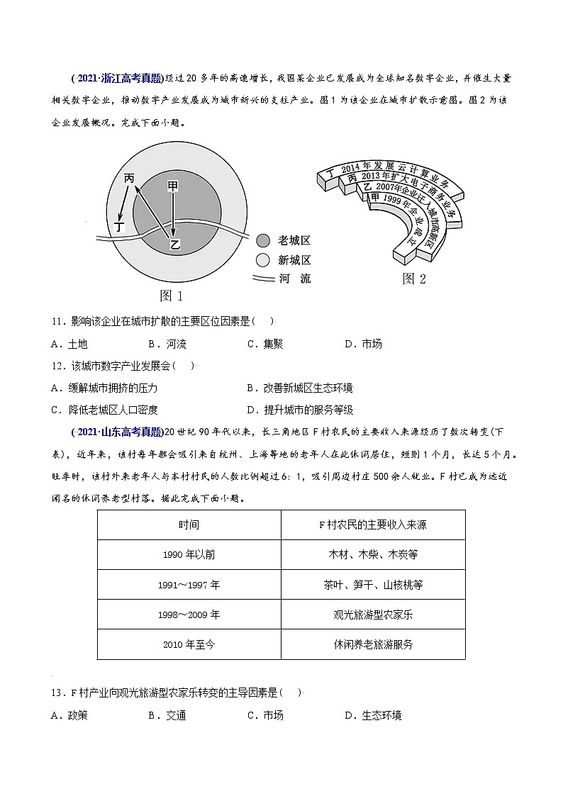 新高中地理高考专题11 工业与服务业-2021年高考地理真题与模拟题分类训练（学生版）第3页
