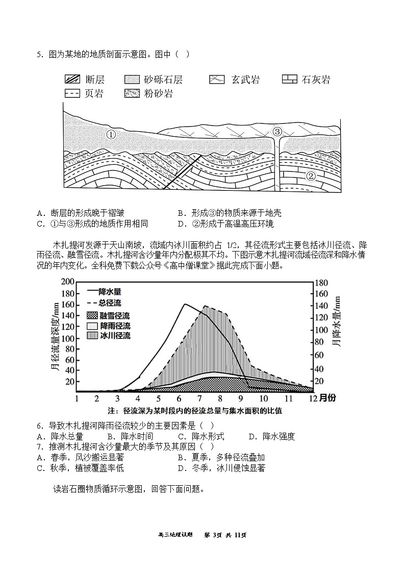 2023通化梅河口五中高三上学期12月月考地理试题含解析第3页