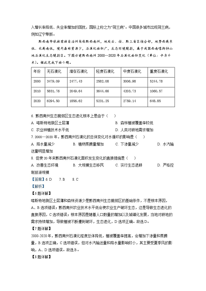 皖豫名校联盟2022-2023学年高三地理上学期12月联考（二）试题（Word版附解析）03