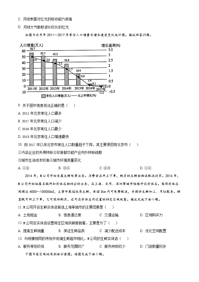 2022宁波咸祥中学高一下学期期末考试地理含解析03